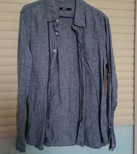 SPAO 男士棉麻衬衣，M码，蓝色。170...