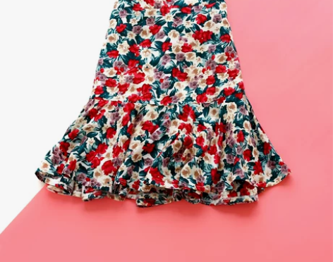 油画水彩风碎花包臀棉绸小短裙女夏季时尚绵绸...