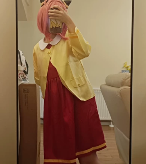 阿尼亚红裙常服cos大全套有头饰有袜子 m...