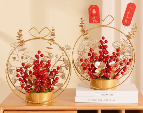 喜庆花篮红果果摆件新年婚庆，超美超精致的新...