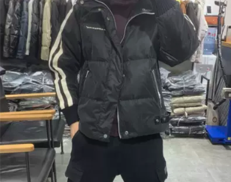 J-Five冬美式休闲宽松插肩立领羽绒服男...