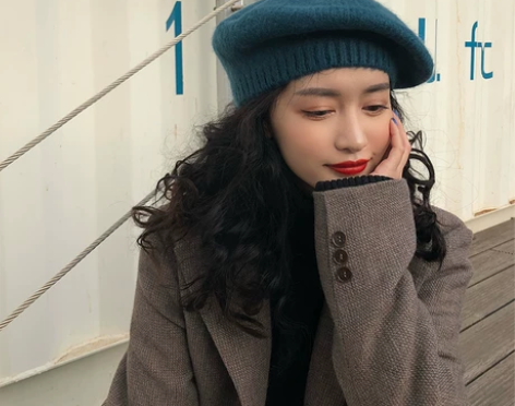 爬爬家/帽子女秋冬羊绒针织贝雷帽画家帽复古...