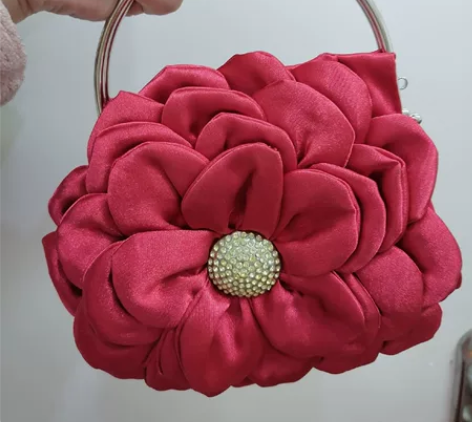 山茶花女包花朵绸面 新娘包包结婚包伴娘包年...