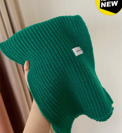 处理！洋气绿色毛线围巾 韩版柔软针织百搭马...