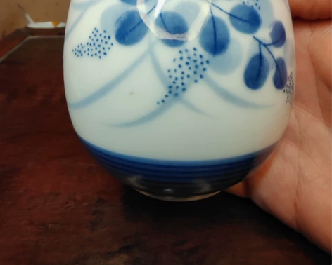 日本回流 荻窑 白瓷 高透 花纹 青...