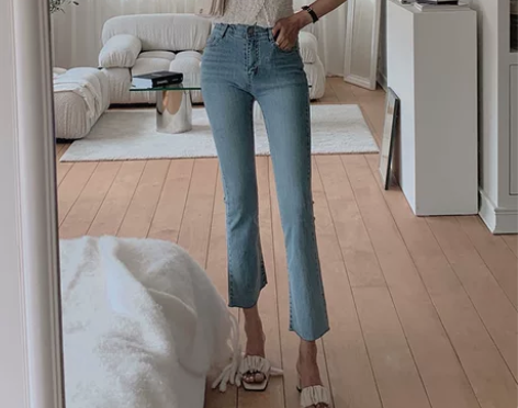 【88狂欢价】高腰微喇牛仔裤女2022年夏...