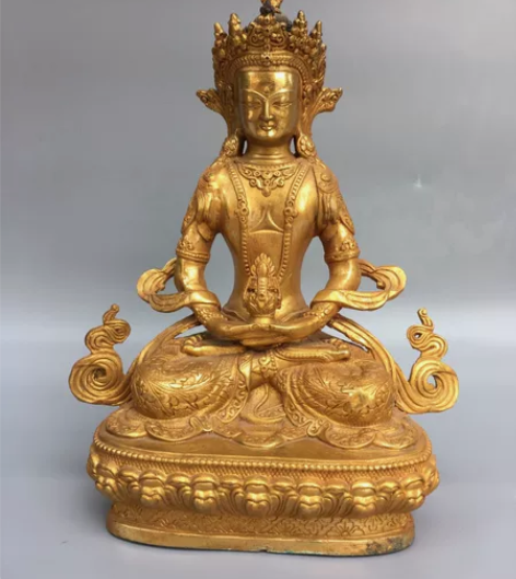 农村收来老佛像低价结缘铜鎏金长寿佛佛像,工...