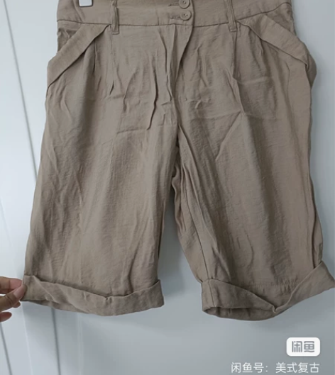 外贸女士春夏秋款纯色棉麻休闲短裤 全新M码...