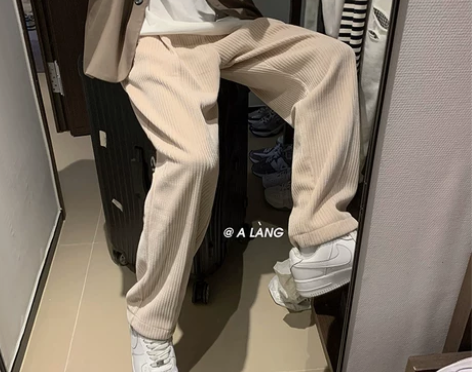 裤子加绒 加厚裤子@方少男装 秋季日系灯芯...