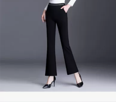 加绒加厚秋冬季修身女裤微喇叭显瘦名媛高贵气...