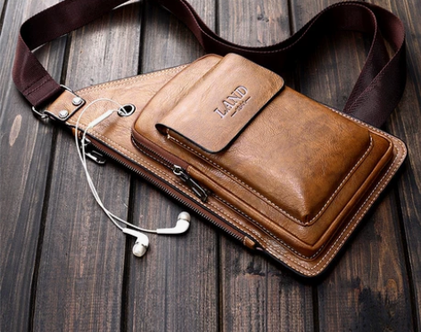 【抵账处理】一箱真皮牛皮斜挎包胸包男单肩包...