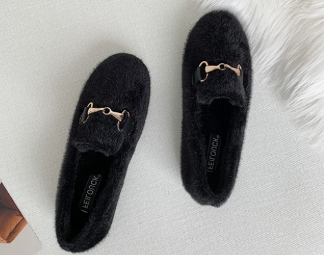 毛毛鞋女冬外穿豆豆鞋2021年新款内增高鞋...