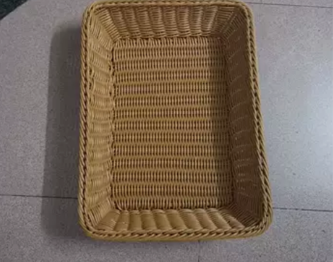 仿藤编水果展示篮塑料编织筐面包篮子零食收纳...