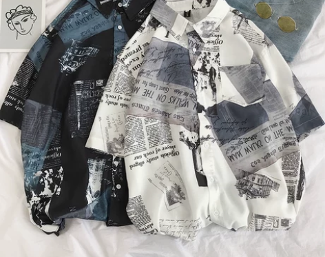 vintage沙滩衬衫男短袖夏季ins韩版...