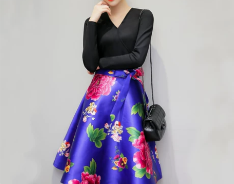 秋季女装连衣裙中长款气质修身大摆蓬蓬裙长袖...