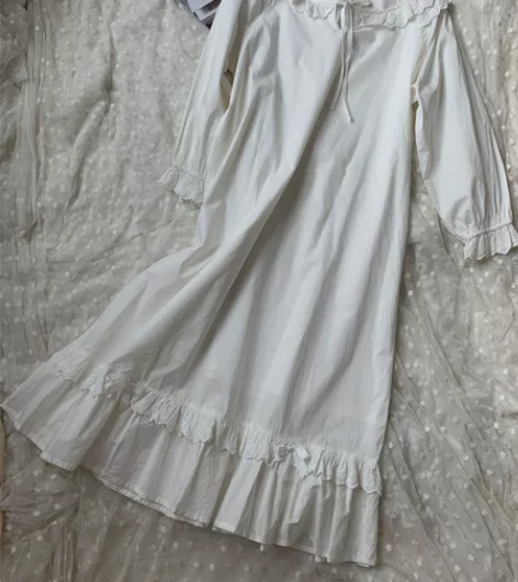 全新清仓处理白色睡衣睡裙女秋季纯棉公主风仙...