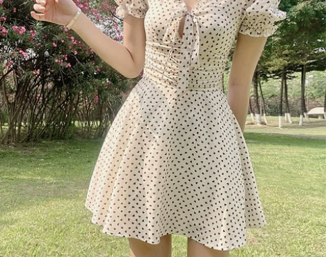 ROCKMORE田园风性感后背交叉绑带碎花...