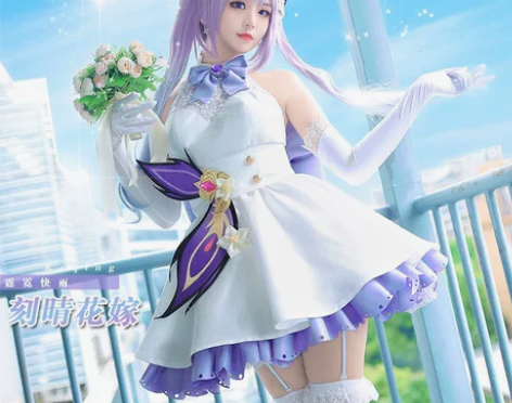 预售  初兽猫家刻晴同人花嫁cos m码衣...