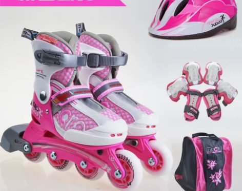 米高儿童轮滑鞋全套装 男女溜冰鞋zt0直排...