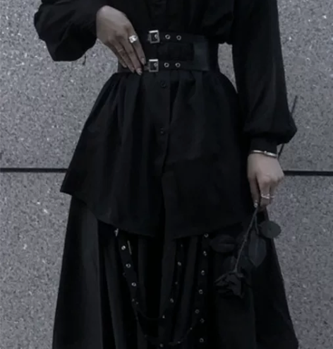 中长款春季半身裙女2021新款衬衫设计感暗...