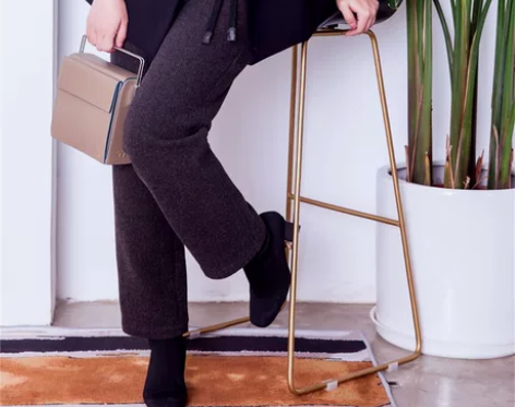 357商店春秋复古呢子外穿宽松显瘦休闲裤适...