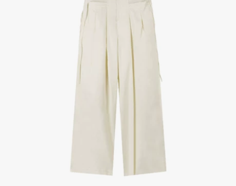 白色工装裤女垂感拖地裤高腰裤子显瘦直筒裤夏...