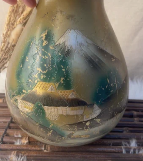 日本鎏金花瓶摆件，重1686克，年底店内清...