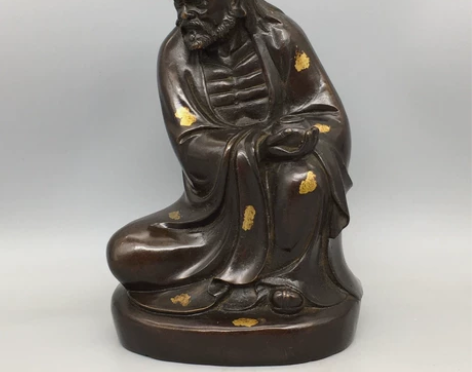 铜器精品达摩摆件，鎏金工艺精湛 包浆浓郁 ...