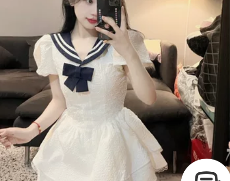 自制公主风海军风裙摆三次蕾丝花边纯欲茶歇泡...