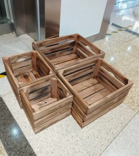 做旧木箱，咖啡色木盒，超市堆头木箱，酒箱，...