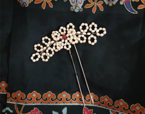 仿故宫款淡水珍珠发簪 材料：4-5mm淡水...