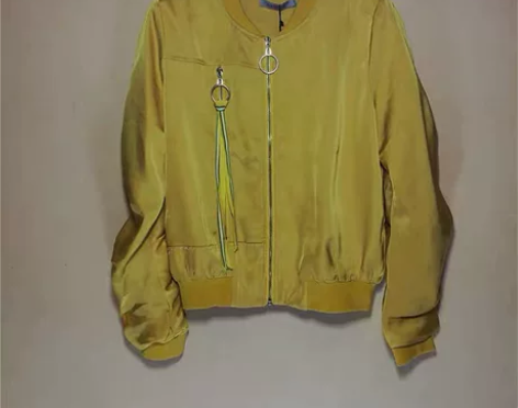 Alice W花花家，缎面棒球外套，洗过一...