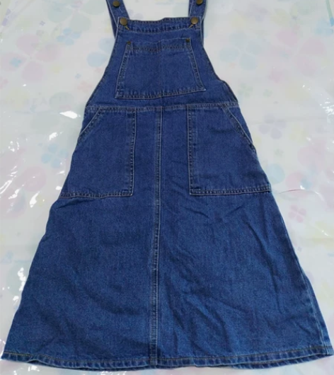 樱桃小镇～秋装吊带A字短裙连衣裙牛仔背带裙...