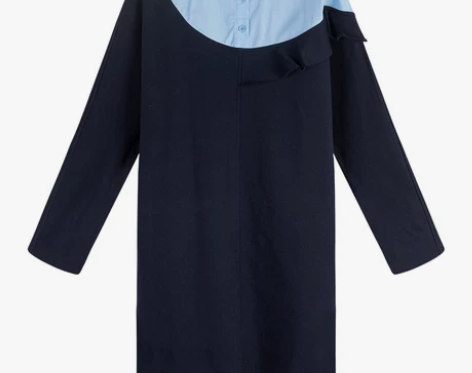 puella假两件衬衫连衣裙女春装新款韩版...