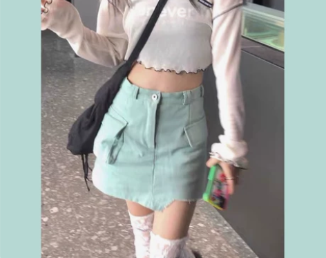 可盐可甜炸街时尚套装辣妹风短款针织上衣牛仔...