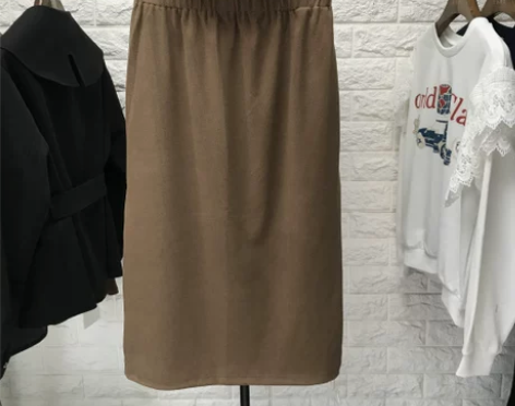 新款松紧腰时尚百搭针织棉女装半身包裙女过膝...