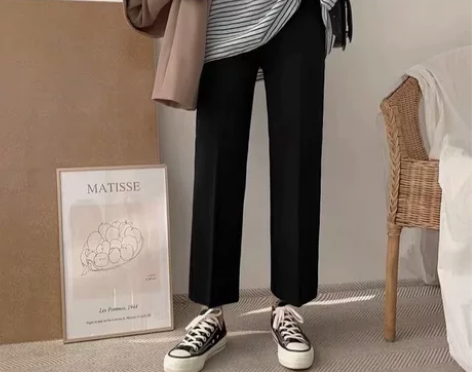 毛呢西装裤女2022秋冬西裤加绒加厚直筒裤...