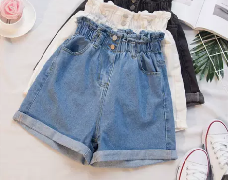 大码牛仔短裤女2022年新款夏季薄款高腰显...