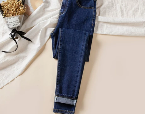 【跨年狂欢】深蓝色牛仔裤女九分裤紧身202...