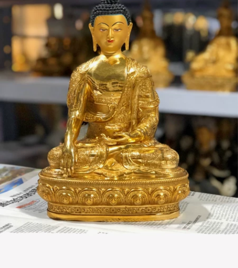 全鎏金释迦牟尼佛像摆件释迦佛一尺高30实拍...