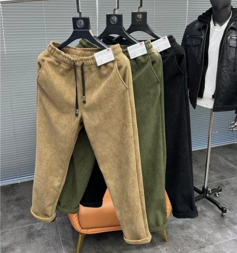 试衣间!100纯棉灯芯绒!男士秋冬加绒保暖...