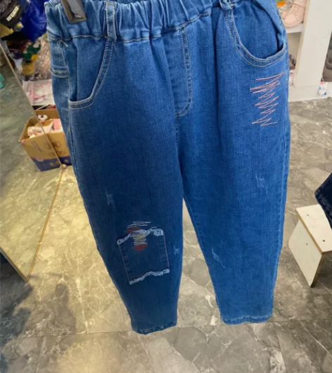 加绒牛仔裤130、140码裤长75、80 ...