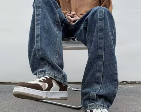 潮人1360牛仔裤男潮牌春秋冬季韩版宽松直...