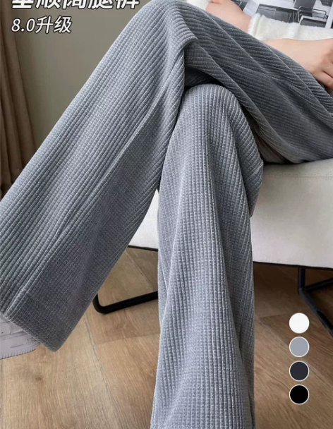 阔腿裤 阔腿裤长裤雪尼尔女秋冬高腰垂感休闲...