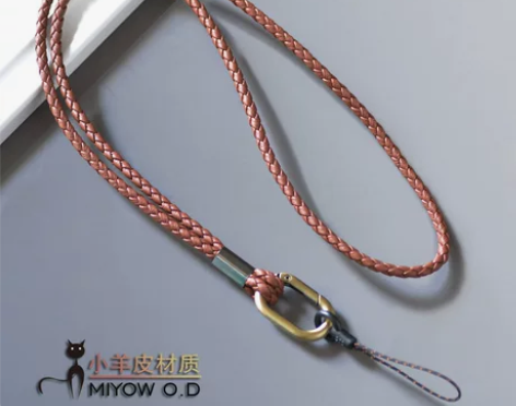 高档小羊皮编织手机挂绳网红手机绳手机挂链女...