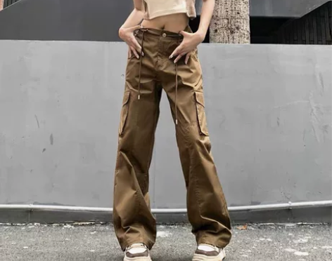 美式复古工装裤休闲裤2022秋季新款高腰显...