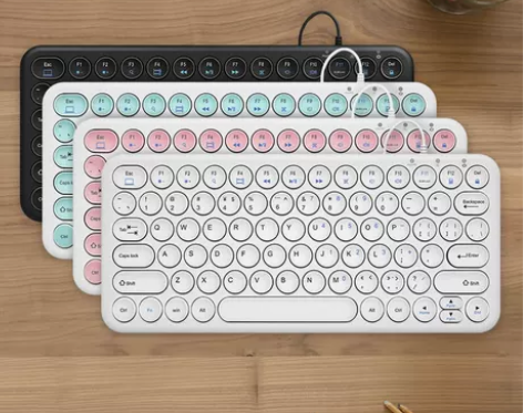 BOW航世迷你朋克键盘有线巧克力苹果台式电...