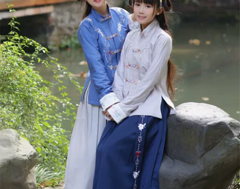 兰若庭汉服 立领金鱼扣  二版流年 基友装...