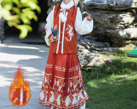 新款明制拜年服吉祥兔加绒加厚刺绣比甲马面裙...