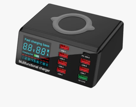 多口无线充电器智能数显多孔充电头多用usb...